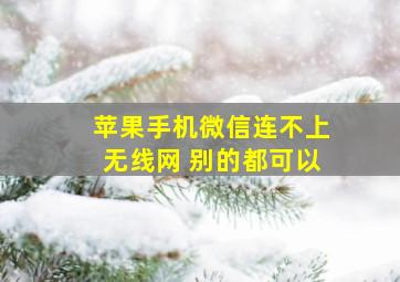 苹果手机微信连不上无线网 别的都可以